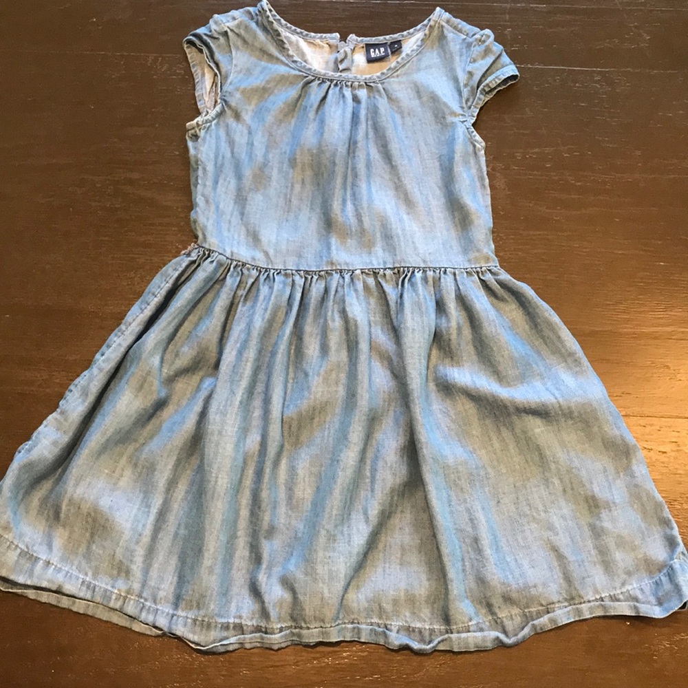 Girls Chambray Cap Sleeve Dress